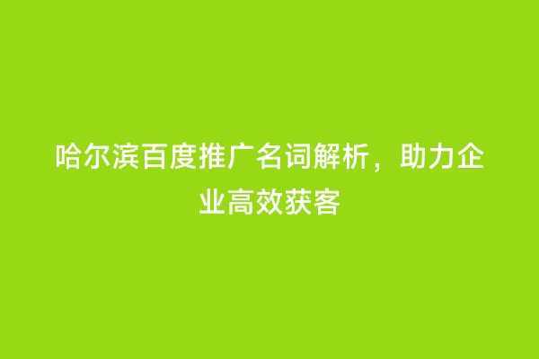 哈尔滨百度推广名词解析，助力企业高效获客