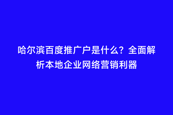 哈尔滨百度推广户是什么？全面解析本地企业网络营销利器