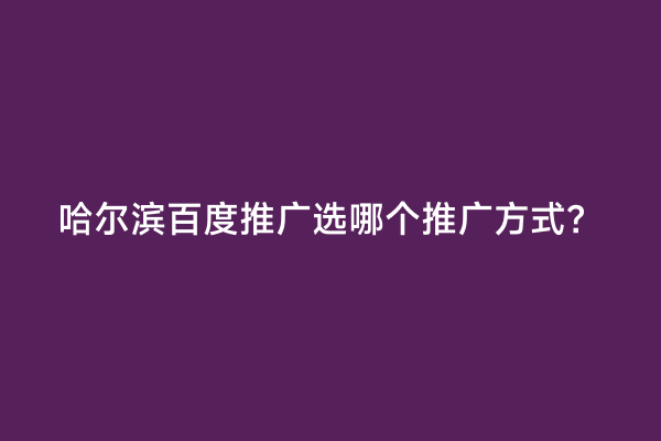 哈尔滨百度推广选哪个推广方式？