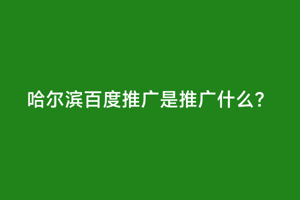 哈尔滨百度推广是推广什么？