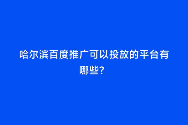 哈尔滨百度推广可以投放的平台有哪些？