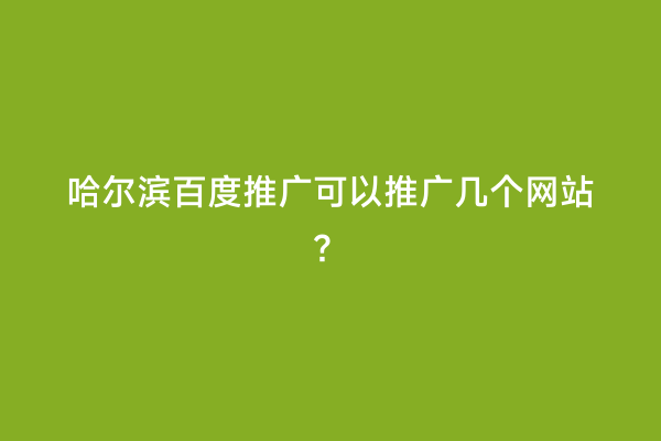 哈尔滨百度推广可以推广几个网站？