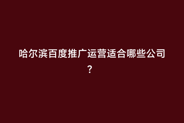 哈尔滨百度推广运营适合哪些公司？
