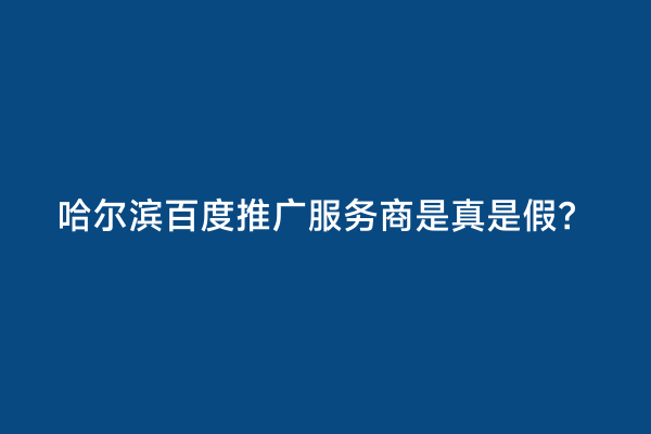 哈尔滨百度推广服务商是真是假？