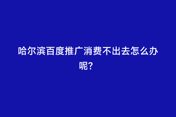 哈尔滨百度推广消费不出去怎么办呢？