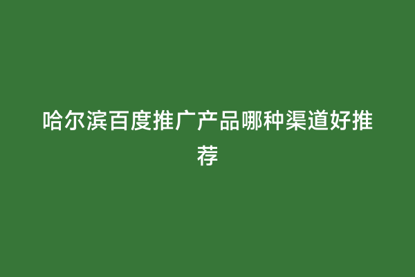 哈尔滨百度推广产品哪种渠道好推荐