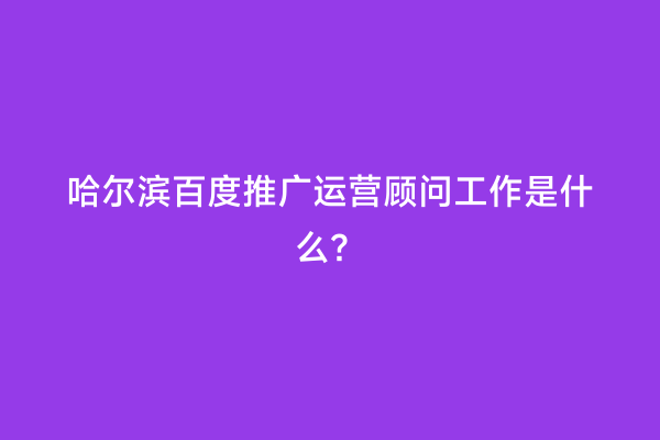 哈尔滨百度推广运营顾问工作是什么？