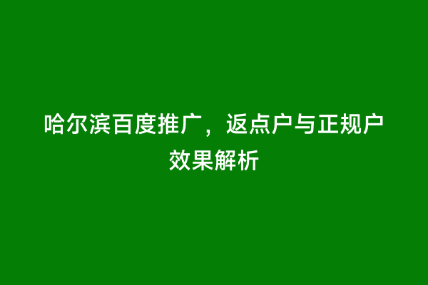 哈尔滨百度推广，返点户与正规户效果解析