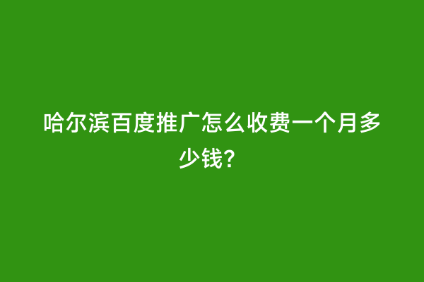 哈尔滨百度推广怎么收费一个月多少钱？