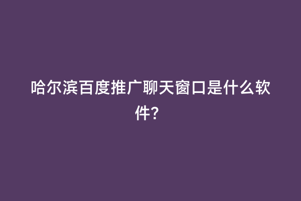 哈尔滨百度推广聊天窗口是什么软件？