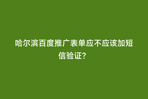 哈尔滨百度推广表单应不应该加短信验证？