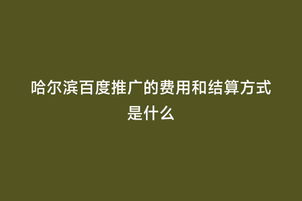 哈尔滨百度推广的费用和结算方式是什么