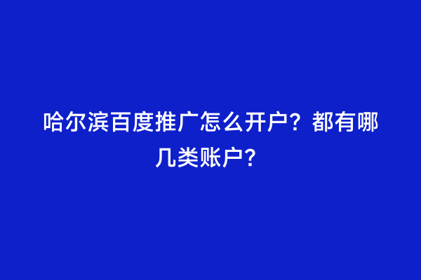 哈尔滨百度推广怎么开户？都有哪几类账户？