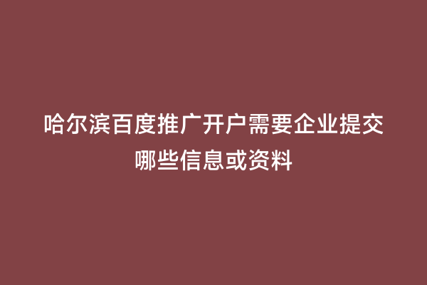 哈尔滨百度推广开户需要企业提交哪些信息或资料