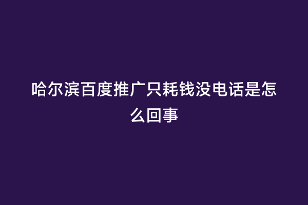 哈尔滨百度推广只耗钱没电话是怎么回事
