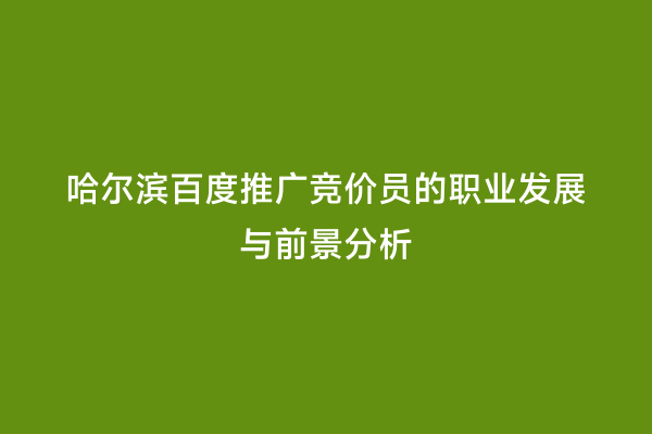 哈尔滨百度推广竞价员的职业发展与前景分析