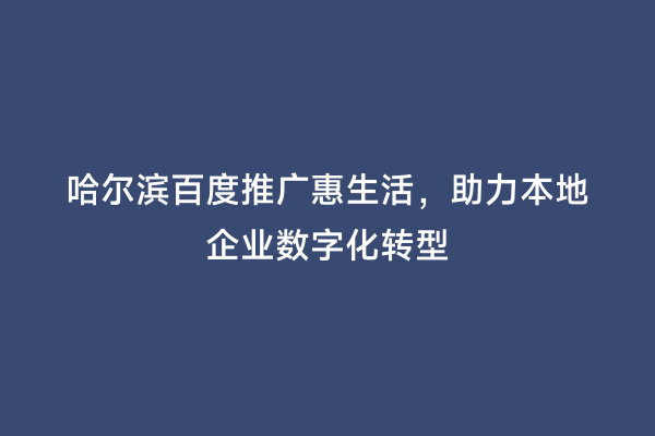 哈尔滨百度推广惠生活，助力本地企业数字化转型