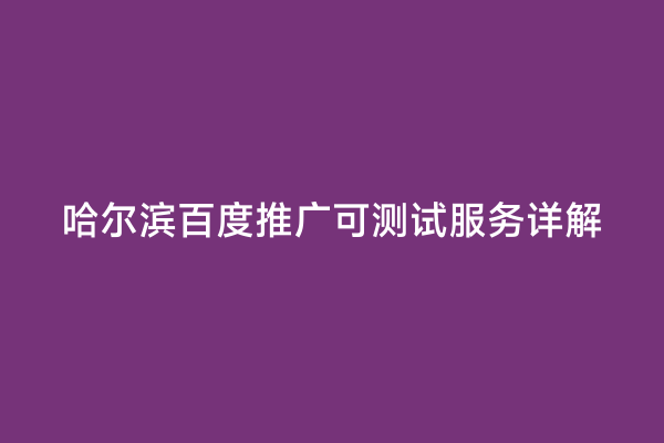 哈尔滨百度推广可测试服务详解