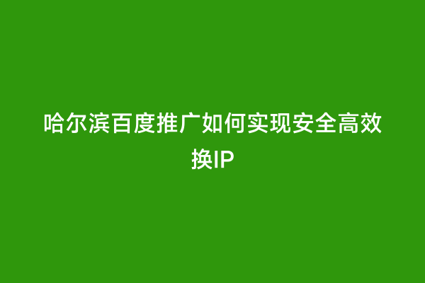 哈尔滨百度推广如何实现安全高效换IP