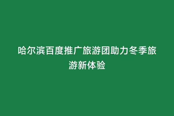 哈尔滨百度推广旅游团助力冬季旅游新体验