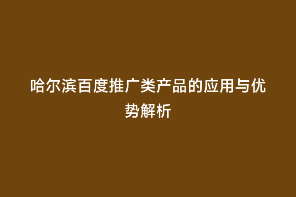 哈尔滨百度推广类产品的应用与优势解析