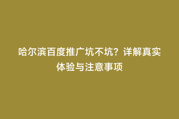 哈尔滨百度推广坑不坑？详解真实体验与注意事项
