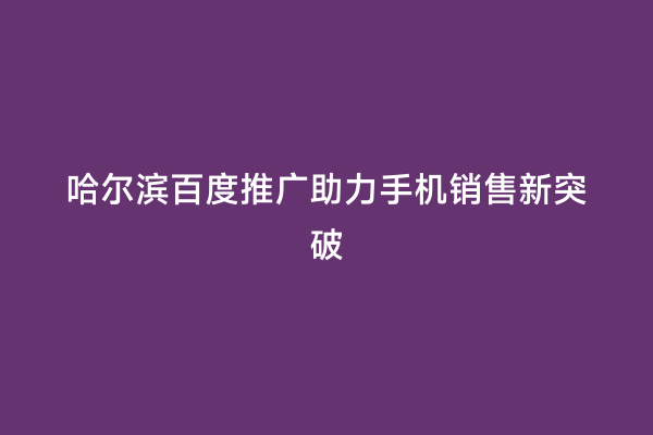 哈尔滨百度推广助力手机销售新突破