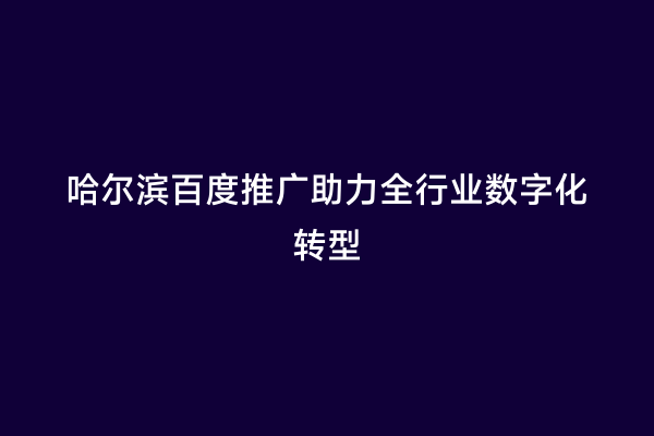哈尔滨百度推广助力全行业数字化转型