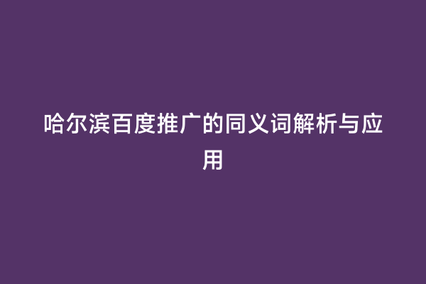 哈尔滨百度推广的同义词解析与应用