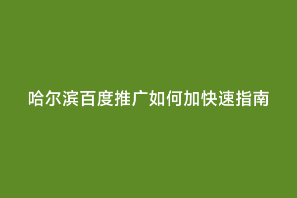 哈尔滨百度推广如何加快速指南