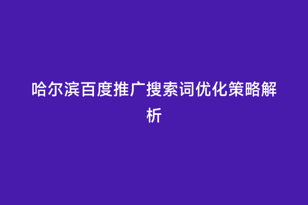 哈尔滨百度推广搜索词优化策略解析