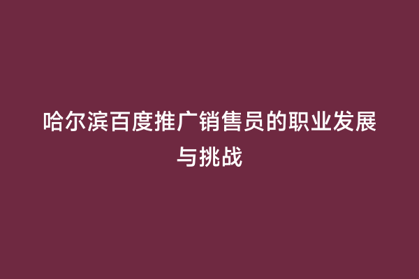 哈尔滨百度推广销售员的职业发展与挑战