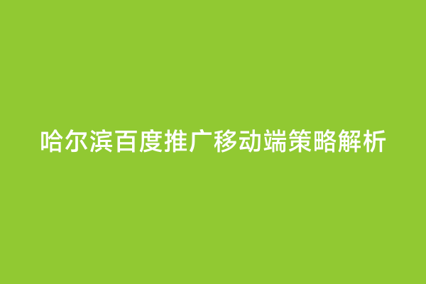 哈尔滨百度推广移动端策略解析