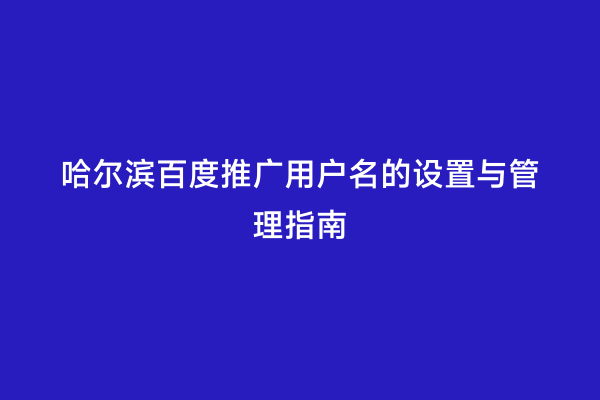 哈尔滨百度推广用户名的设置与管理指南