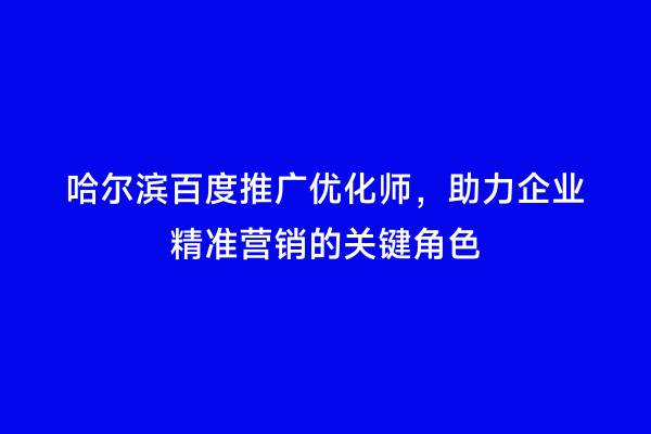 哈尔滨百度推广优化师，助力企业精准营销的关键角色