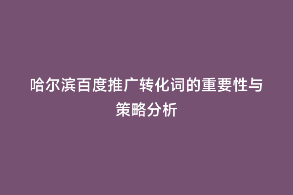 哈尔滨百度推广转化词的重要性与策略分析