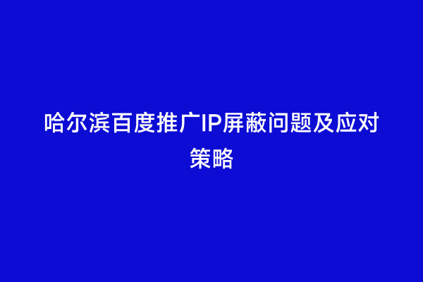哈尔滨百度推广IP屏蔽问题及应对策略