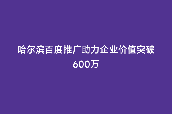 哈尔滨百度推广助力企业价值突破600万