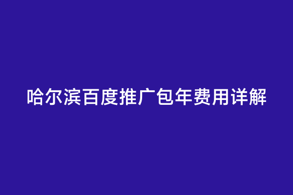 哈尔滨百度推广包年费用详解