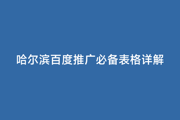 哈尔滨百度推广必备表格详解