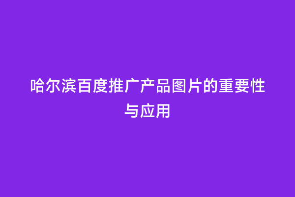 哈尔滨百度推广产品图片的重要性与应用