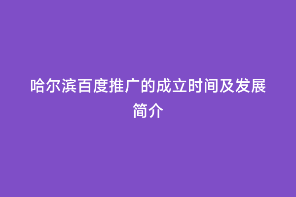 哈尔滨百度推广的成立时间及发展简介