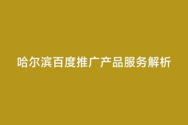 哈尔滨百度推广产品服务解析
