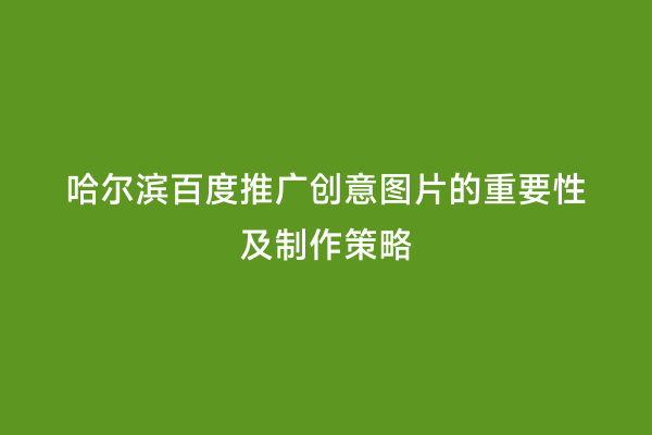 哈尔滨百度推广创意图片的重要性及制作策略