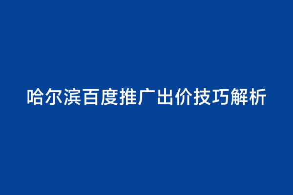 哈尔滨百度推广出价技巧解析