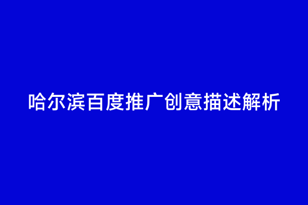 哈尔滨百度推广创意描述解析