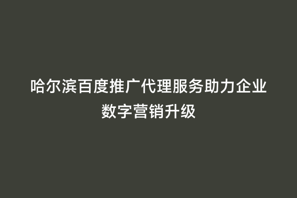 哈尔滨百度推广代理服务助力企业数字营销升级