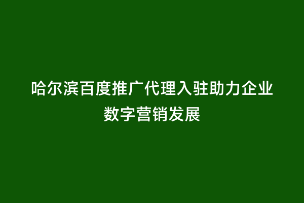 哈尔滨百度推广代理入驻助力企业数字营销发展