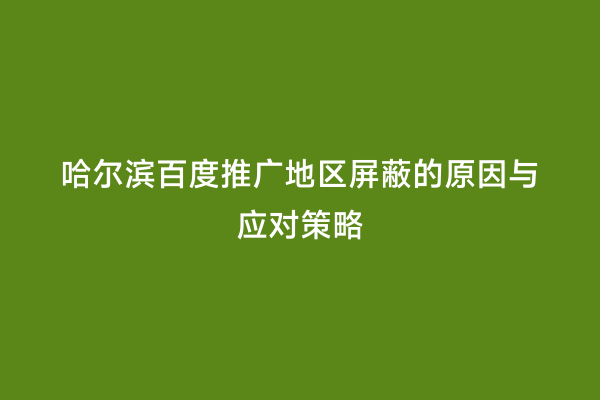 哈尔滨百度推广地区屏蔽的原因与应对策略