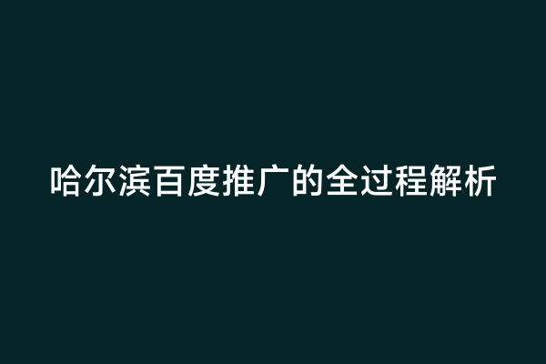 哈尔滨百度推广的全过程解析